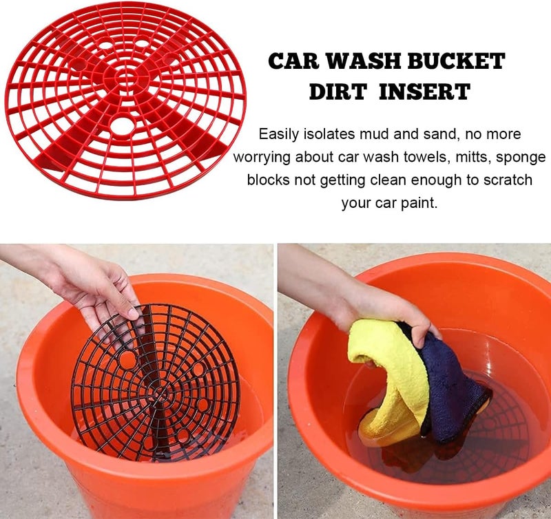 Yourkar 2 PCS Car Wash Bucket Inserts, Plastic Vehicle Wash Bucket Insert Detail Grit Trap, Auto Wash Dirt Collectors Fits 12 Inch Diameter Bucket, Universal Car Accessories (Red, 1PCS) - Image 3